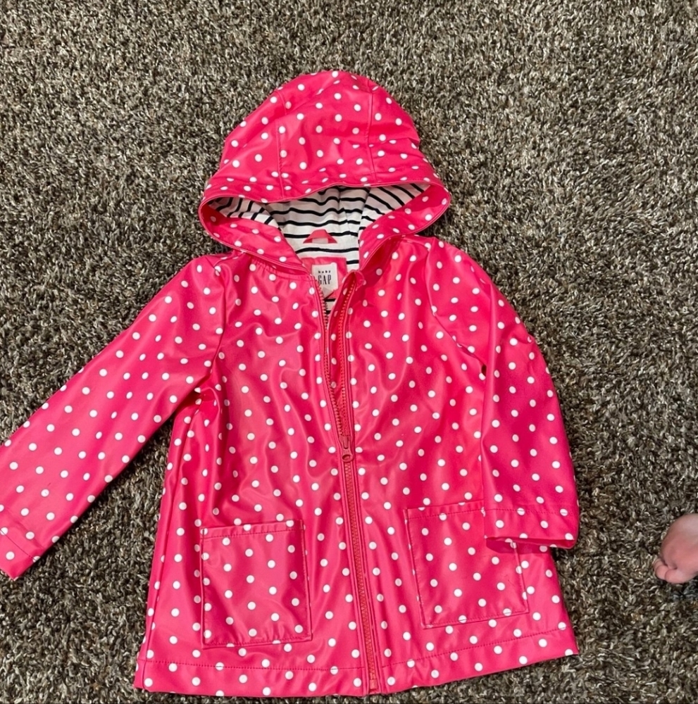 GAP Pink and White Polka Dot Raincoat